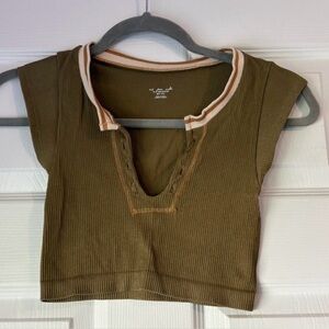 Urban Outfitters Olive Ribbed Top